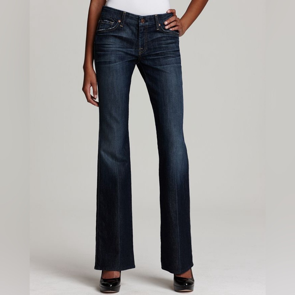 Seven 7 For All Mankind Womens A Pocket Low Rise Boot Cut Flare Jeans Size 25